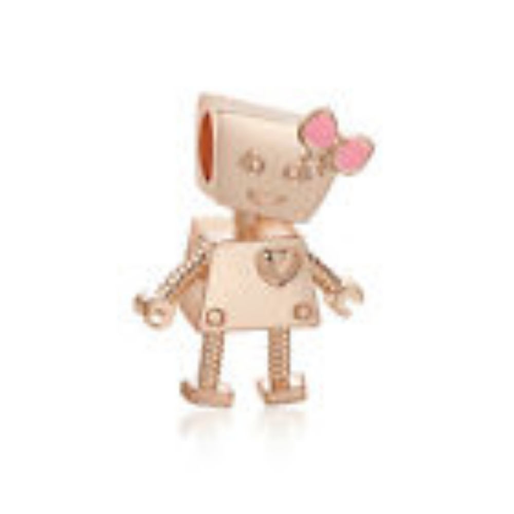 Rose Gold Robot Girl European Charm